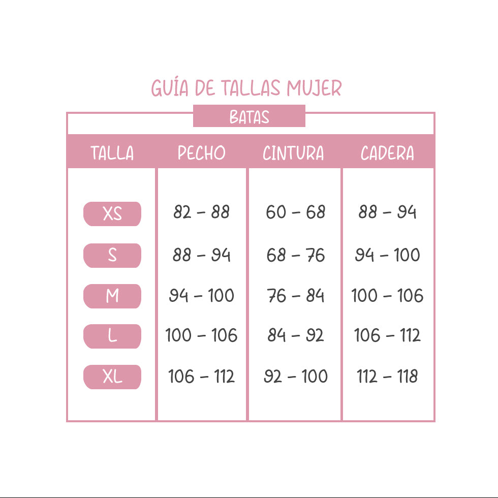 Guía de tallas para BATA PEONIA NEGRA