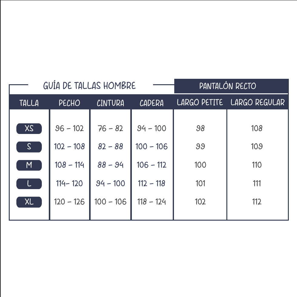 Guía de tallas para SCRUB BAOBAD NEGRO